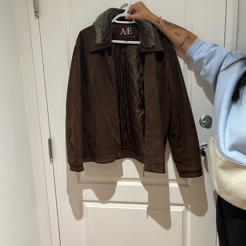 Armani Collezioni Brown Jacket with Fur Collar